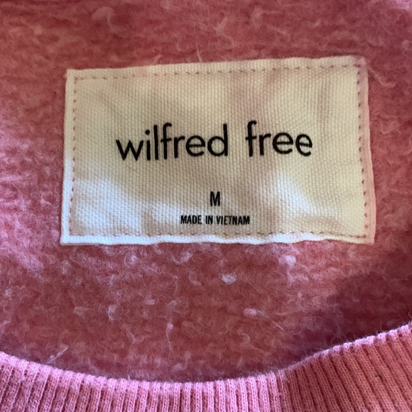 Wilfred Free (Aritzia) Fleece Cropped Sweatshirt Sz M (Faded Bubble Pink) - Picture 2 of 6